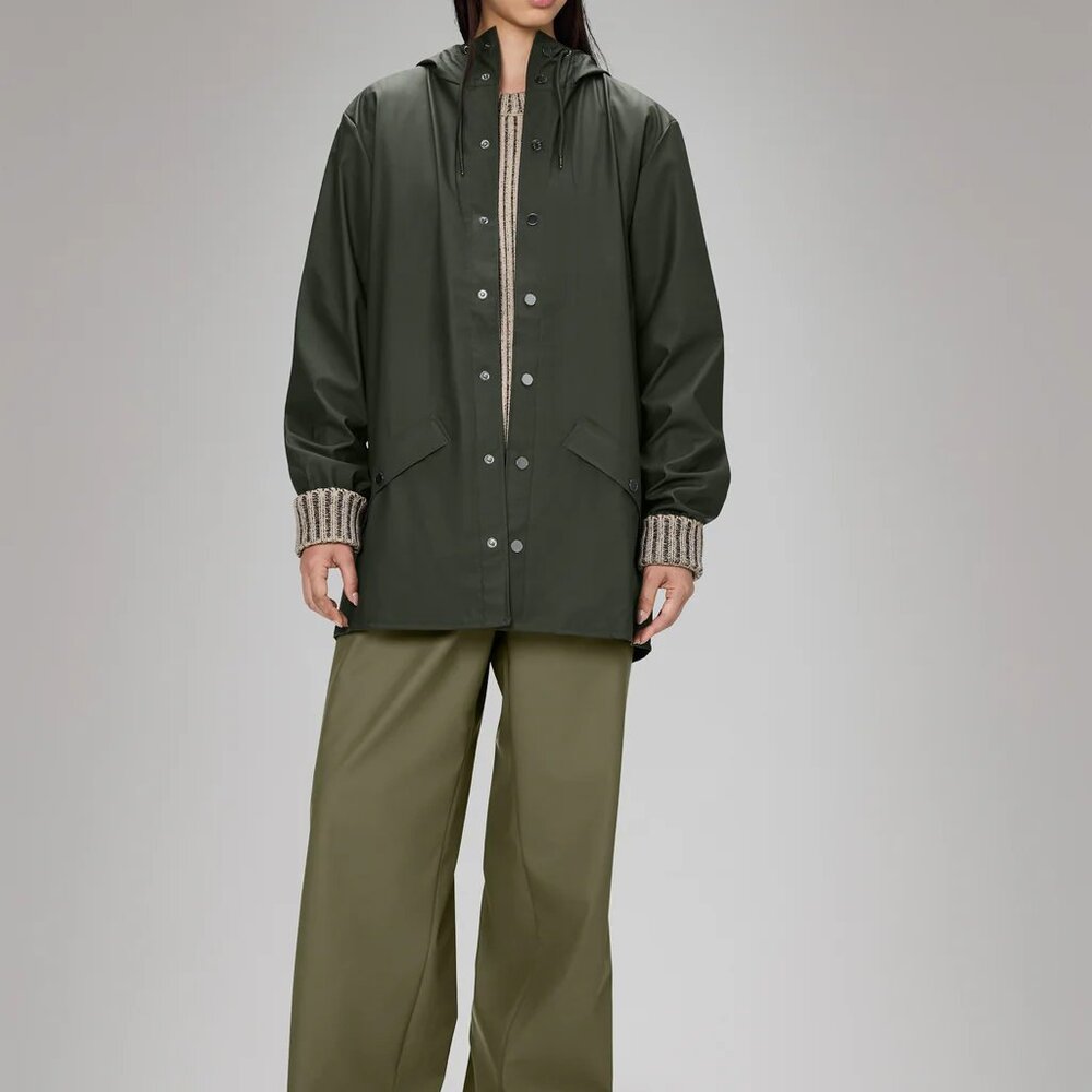 RAINS Green Waterproof Hooded Raincoat Jacket Women’s Size XS